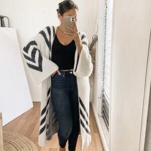 Anthropologie Sleeping On Snow Valia White Eyelash Duster Cardigan Sweater